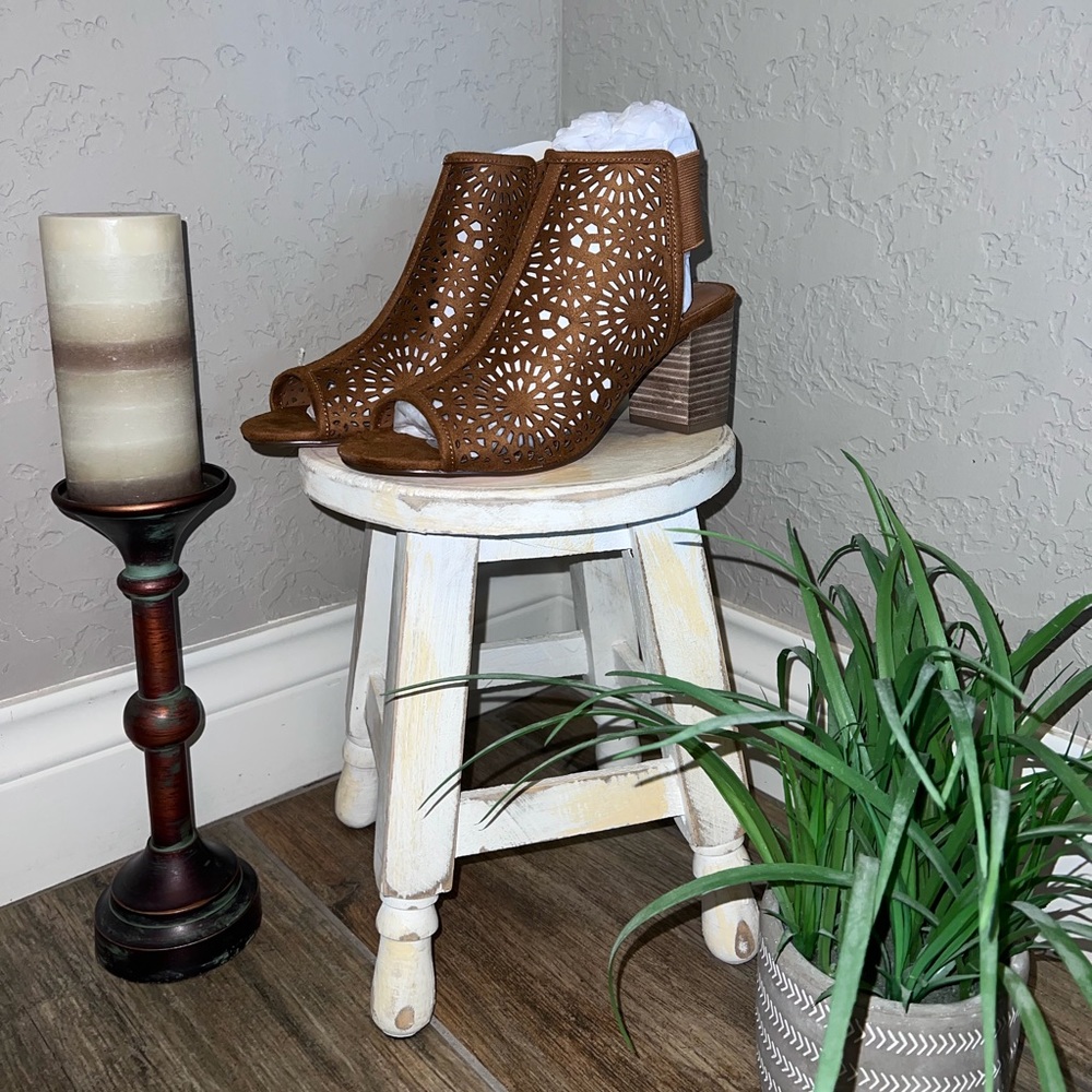 Yellow Box Vision Peep toe booties